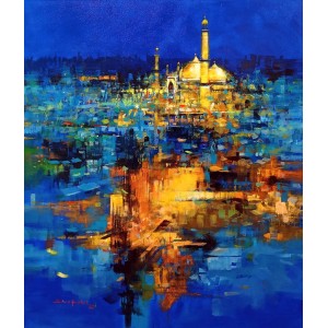 Shan Amrohvi, 30 x 36 inch, Acrylic on Canvas, Cityscape Painting, AC-SA-172 Shan Amrohvi, 30 x 36 inch, Acrylic on Canvas, Cityscape Painting, AC-SA-172